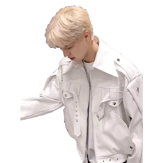 美式复古高街白色皮衣外套男春秋款潮牌小众高级感短款机车服夹克，男装皮衣，星座1210-1