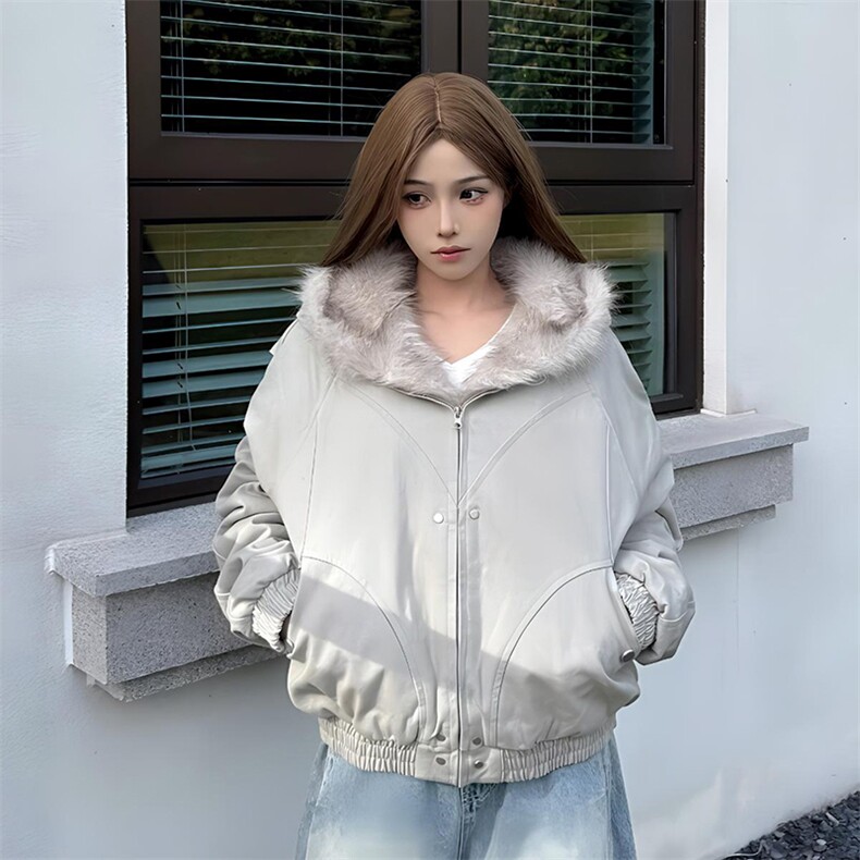 现货高品质美式高街冬季重磅硬挺短款座山雕毛领棉衣男女加厚外套,男装棉衣,电商A486-1