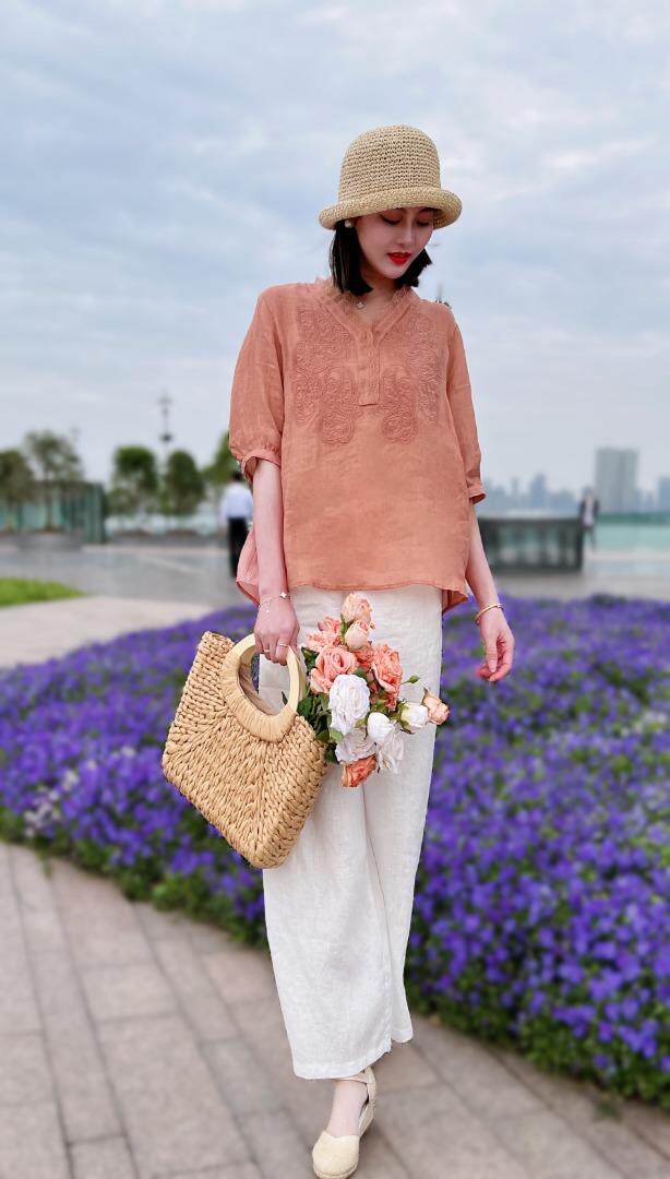 纯苎小衫裤子 时尚风巜川哲4028 风淑女风休闲风，其它，川哲