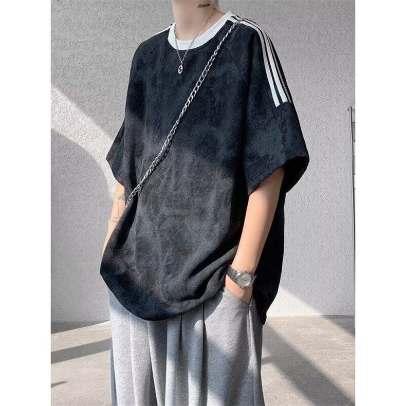 M568-P35短袖t恤男潮牌夏季宽松五分袖红潮流ins简约上衣,男装T恤,星座617A-1（原B318A）