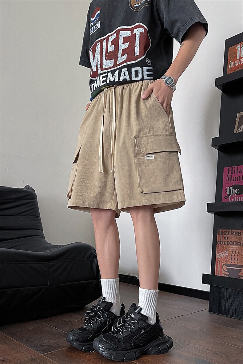 8XL-M特大码冰丝短裤男五分裤褶皱休闲裤工装中裤DK1504P45控68,男装牛仔裤,电商D206-1