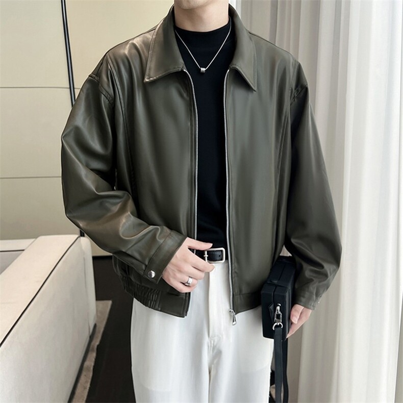 痞帅Pu皮衣小众设计感潮牌双拉链垫肩皮夹克男机车服秋冬高街外套,男装皮衣,星座410-6（原星座1304-1）