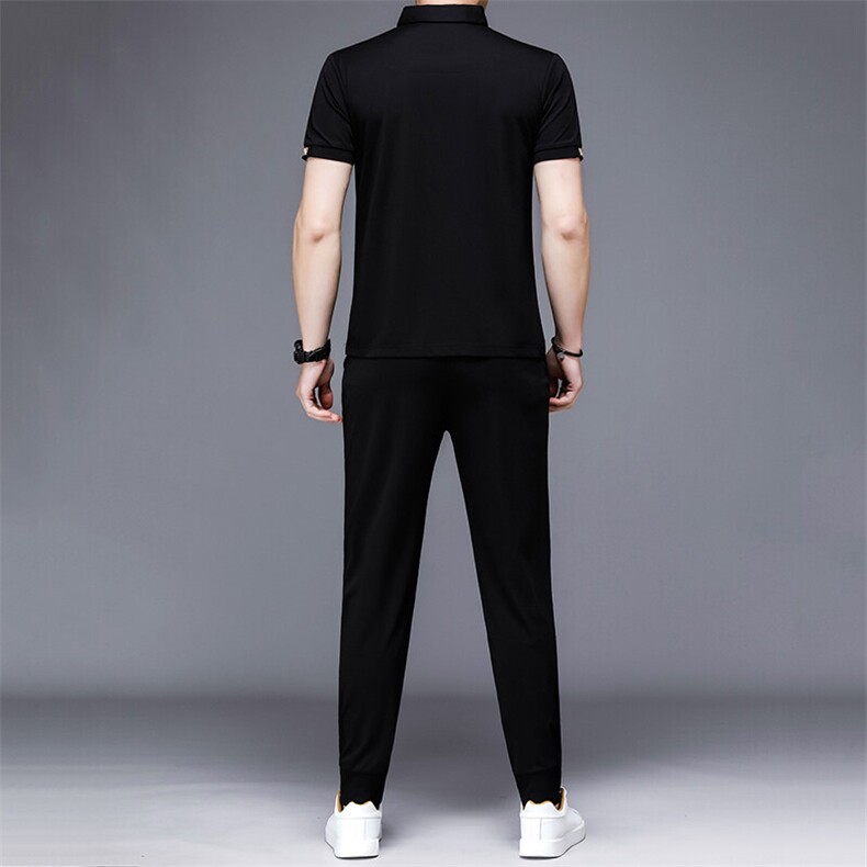 HP504夏季新款男士休闲套装刺绣男装百搭二件套,男装休闲套装,电商B360