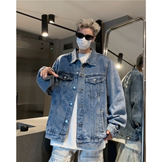 24款牛仔夹克宽松韩版字母刺绣工装潮流水洗外套N608/P105，男装夹克，星座202