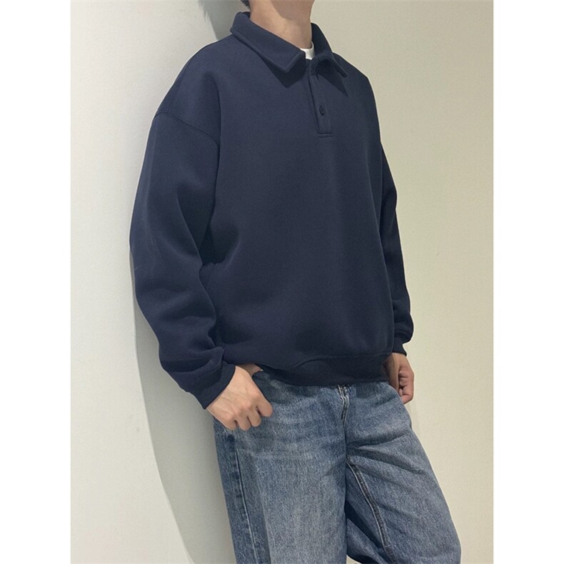 抖音得物高品质二开25秋冬美式高街结构设计POLO翻领卫衣外套W77,男装卫衣,电商A486-1