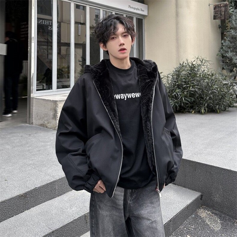 xz514-817-P115新款上架【座山雕】加绒连帽加厚棉服黑色,男装棉衣,星座514
