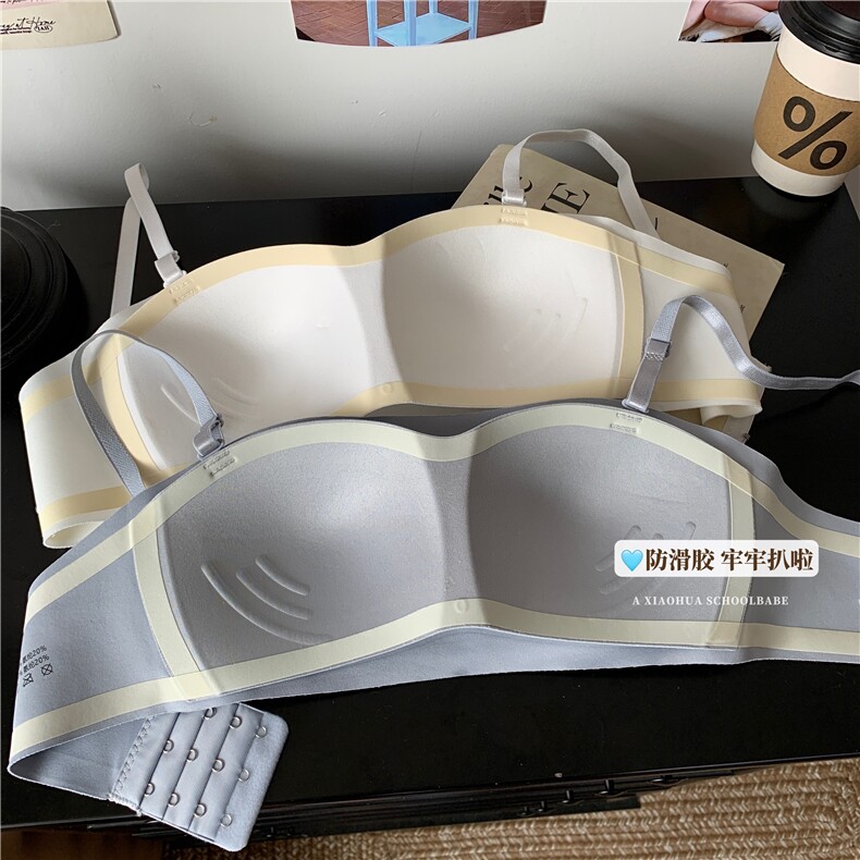 无钢圈小胸聚拢文胸夏季防滑抹胸可拆卸无肩带隐形内衣女,女装背心吊带,梦白服饰厂