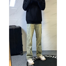 B221美式ins高街暗黑小众个性设计直筒牛仔裤LK23144-P65控88，男装牛仔裤，电商B221