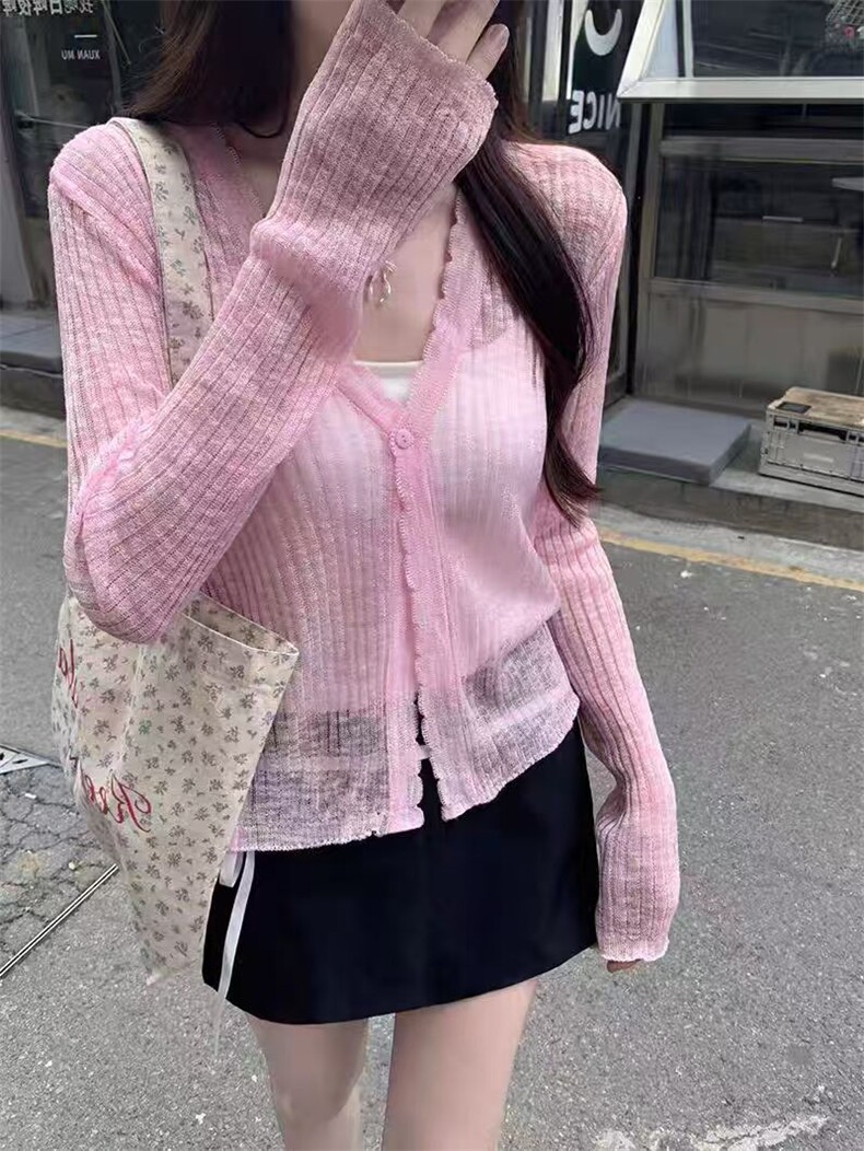 2025年夏季花边超薄防晒衫,针织衫/毛衣,兰叶羊绒