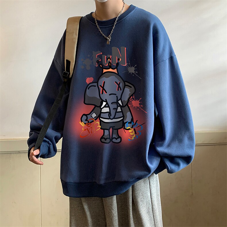 圆领卫衣男大码加厚加绒长袖t恤男S6221-P28加绒款-P33,男装卫衣,电商A040