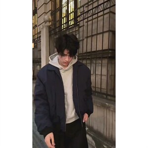 美式高街复古老钱风薄款夹克冲锋衣男女纯色休闲宽松boxy飞行外套图片
