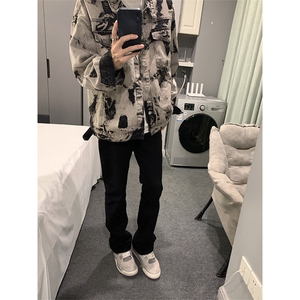 现货5千件 男女美式牛仔外套春扎染破坏牛仔衣高街夹克NT521P75图片