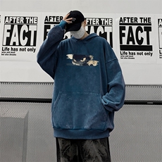 美式潮牌重磅水洗做旧连帽卫衣力推大码男XZ517A-2-Y7756-P68，男装卫衣，星座517A-2