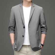 薄款休闲西服男装2023新款秋季时尚宽松上衣男士长袖免烫纯色外套，男装西服，电商B212（原钱塘6029）