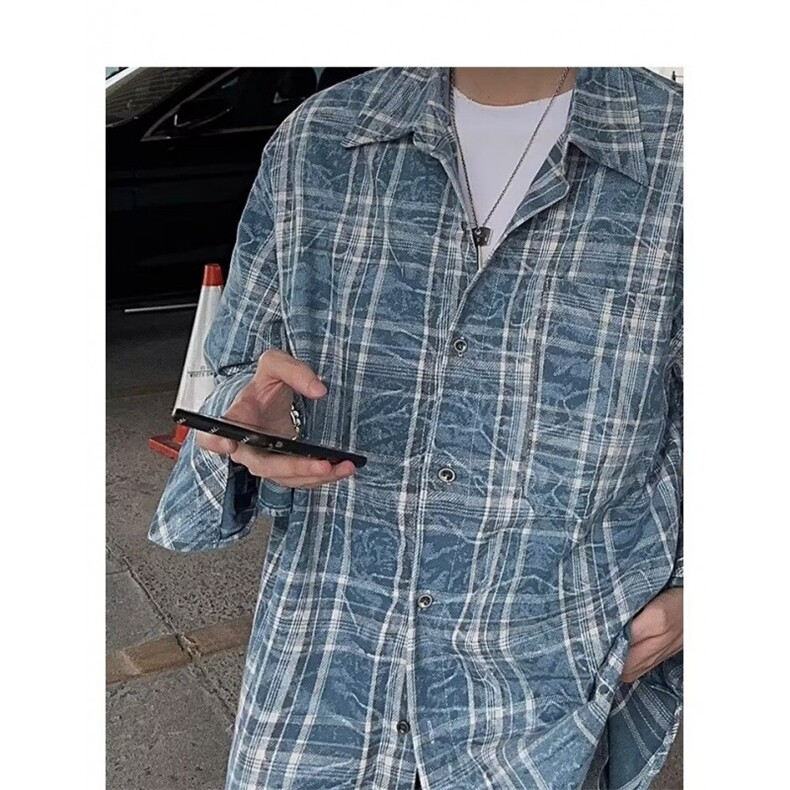 网络图现货！cleanfit格子衬衫高级设计感小众情侣衬衣RC152-P55,男装衬衫,星座1005-6
