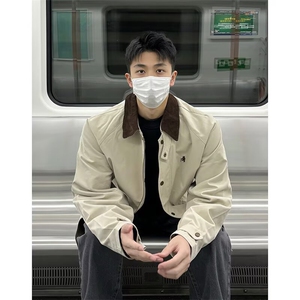 LY0683-P65网图短款外套男春秋潮牌飞行员美式上衣底特律工装夹克图片