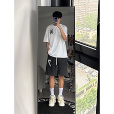 港风重磅320G纯棉水洗做旧休闲裤卫裤A014-DY2327-P45控58，男装休闲裤，电商A014