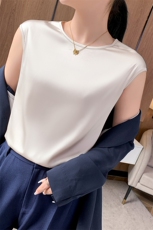 重磅真丝吊带背心女西装内搭桑蚕丝T恤宽松打底衫无袖上衣夏，女装背心吊带，朝贺羊绒
