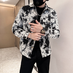 K066-P70 2025秋季扎染痞帅时尚男士小伙风夹克痞帅外套图片