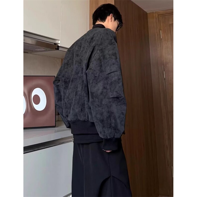 潮牌复古棒球服外套男士春秋2025新款飞行员机车PU皮夹克J334,男装夹克,星座1116A（原606A-3）