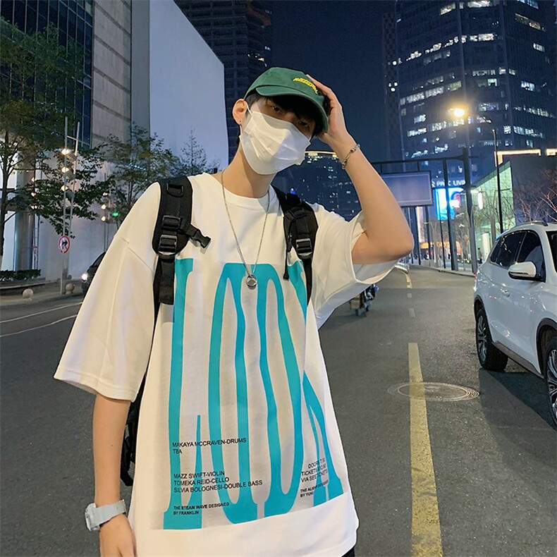 2025夏季港风休闲宽松印花T恤B266-DX10-P30,男装T恤,星座B257-1