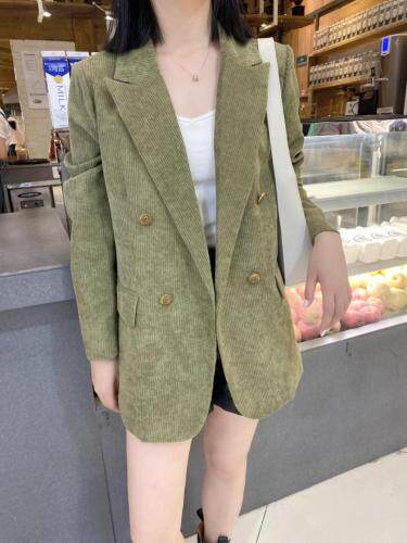 【现货】2021秋季新品灯芯绒西装外套休闲时装不挑人，女装西装，蓝典