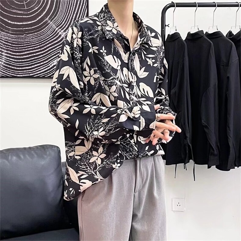 春夏季新款衬衫潮流慵懒男方领四面弹料印花衬衫C166P28,男装衬衫,星座1116-2