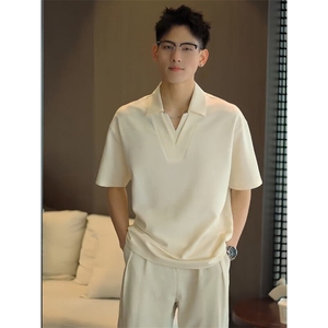 网图现货原版面料夏季新款V领拼接polo衫男短袖T恤TX09P58图片