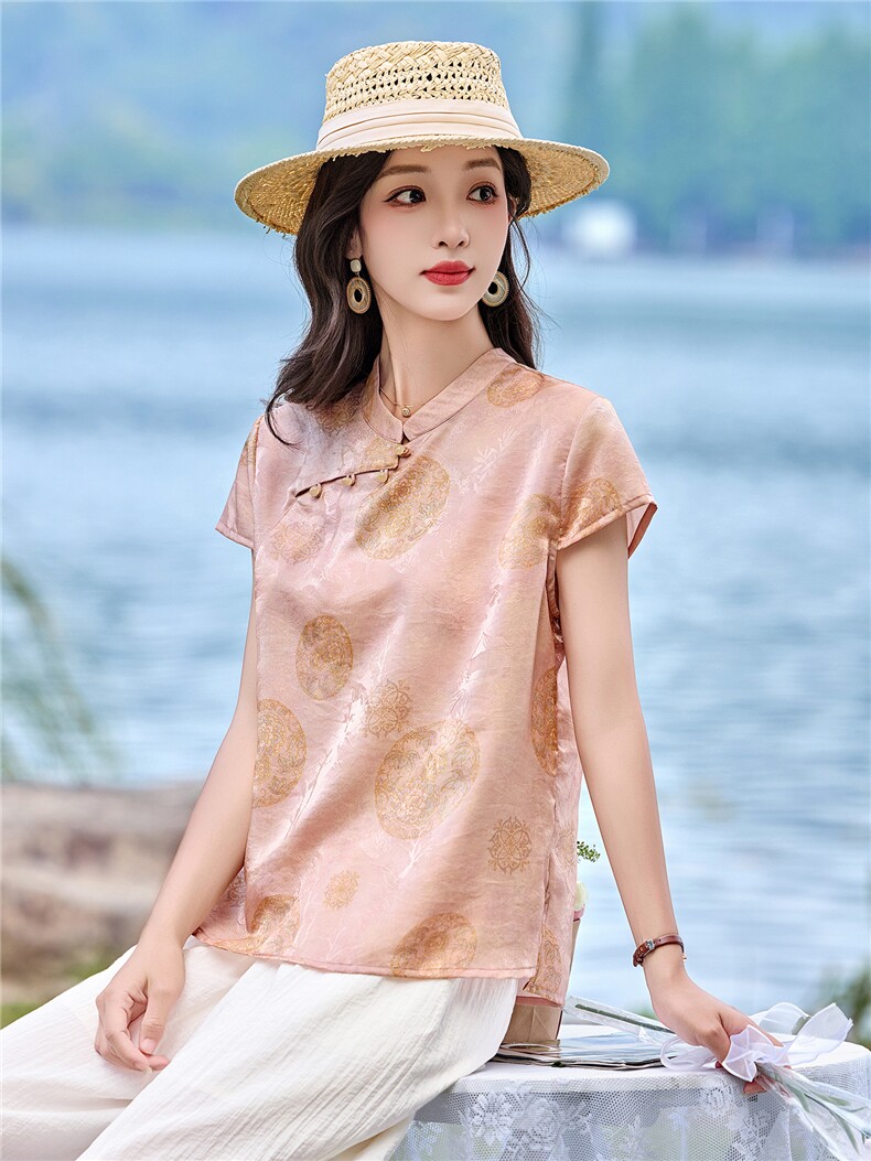 新中式套装女2026夏新款洋气上衣+阔腿裤两件套,女装套装/套裙,姿衣坊