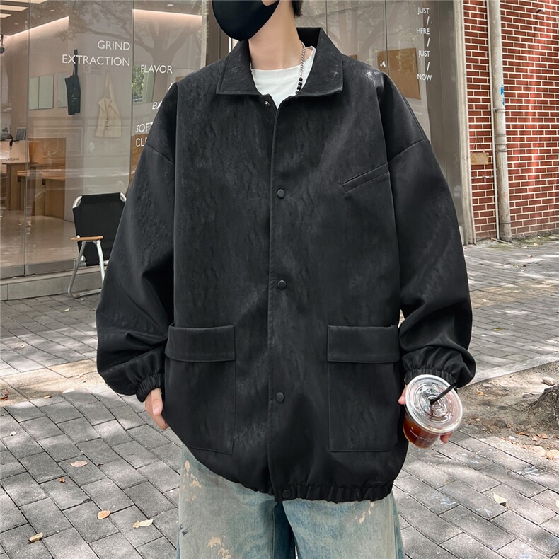 PY239/P90秋装新款痞帅外套男休闲皮衣男皮夹克复古宽松大码百搭,男装夹克,电商基地A050