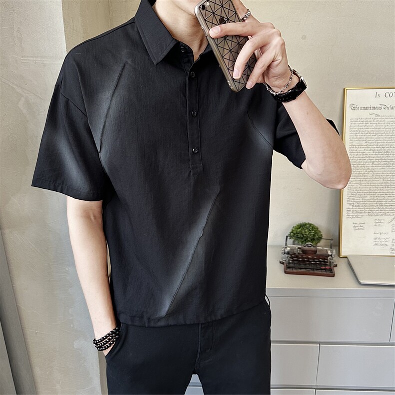 夏季新款男士做旧中袖衬衫时尚百搭休闲衬衣薄款上衣C5272-P58,男装衬衫,电商A237
