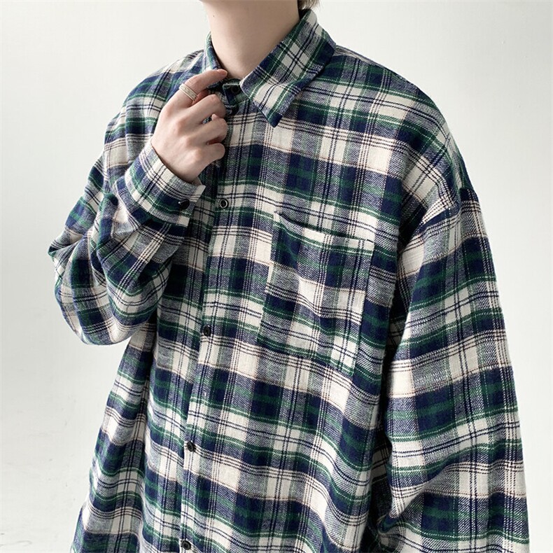 宽松长袖格子衬衫男KD611-P45,男装衬衫,电商D312-1