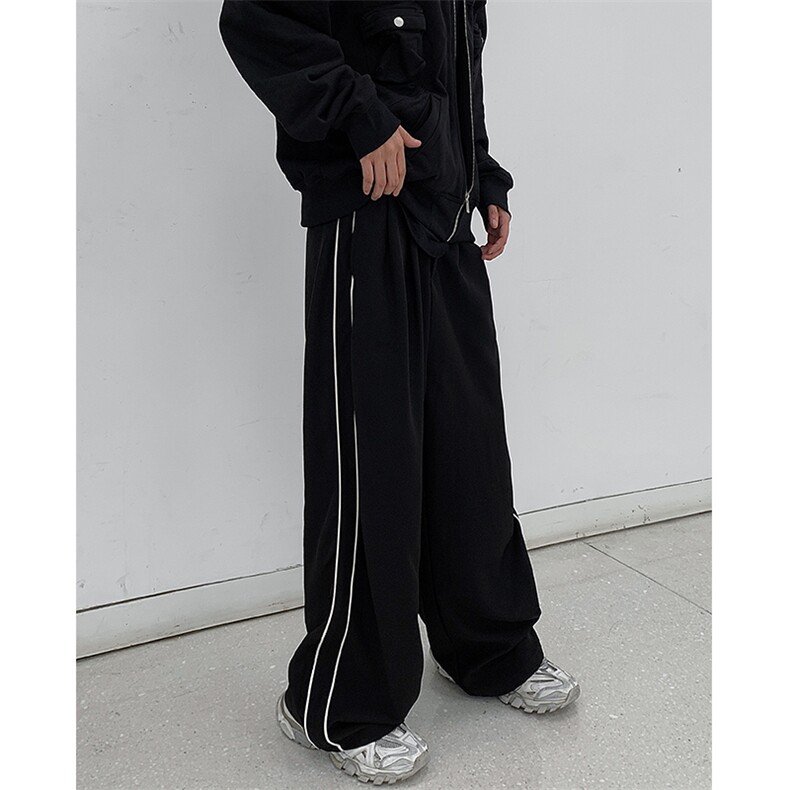 8XL-M特大码春夏季反光条设计美式高街休闲运动裤阔腿裤男K949P55,男装休闲裤,电商D206-1