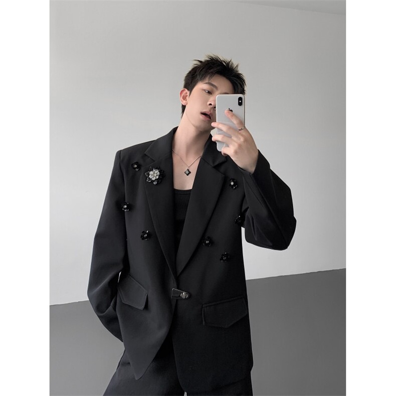 现货25秋冬设计金属花朵重工华丽蹦迪礼服西装外套xz154-p168,男装西服套装,电商B288