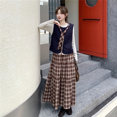 2025秋季新款马甲半身裙两件套5861--P165---K228，女装套装/套裙，2C253