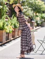时尚休闲格纹显瘦系带上衣木耳边半裙超仙两件套女，女装套装/套裙，水衣源