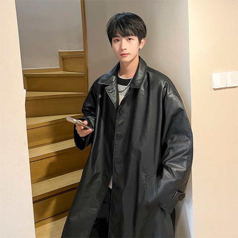 8XL-M诺丁山皮衣夹克外套男长款美式复古情侣风衣PY860P138控158,男装皮衣,电商D206-1