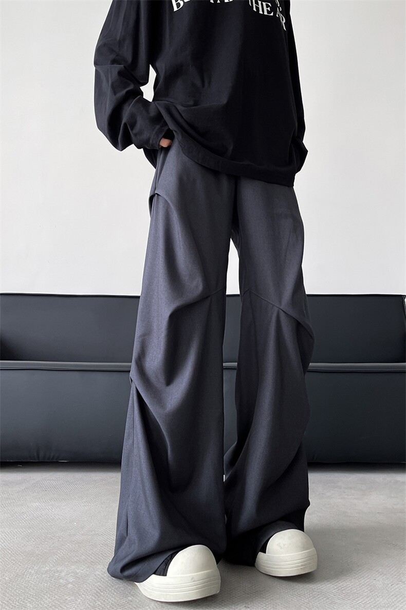 8XL-M立体褶皱设计西裤小众高街阔腿休闲裤特大码男裤K994P68控88,男装休闲裤,电商D206-1
