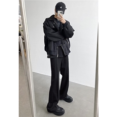 XZ612-K744-P55控78美式复古垂坠西裤立体裁剪微喇休闲裤冰丝1，男装西裤，星座612