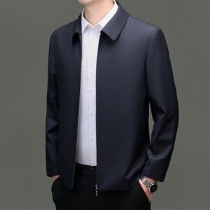 XL-N82207秋冬新款男士夹克翻领商务休闲领导服男装纯色羊毛外套图片