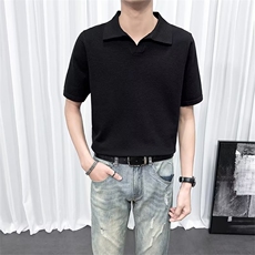 轻熟风男夏季翻领针织短袖无扣Polo衫男士保罗衫宽松休闲T恤TM25，男装T恤，星座1116A-2（原606A-1）