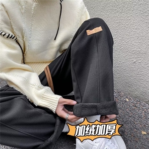 美式复古裤子男秋冬季加绒高街vibe潮流直筒运动休闲裤潮DR97-P42图片