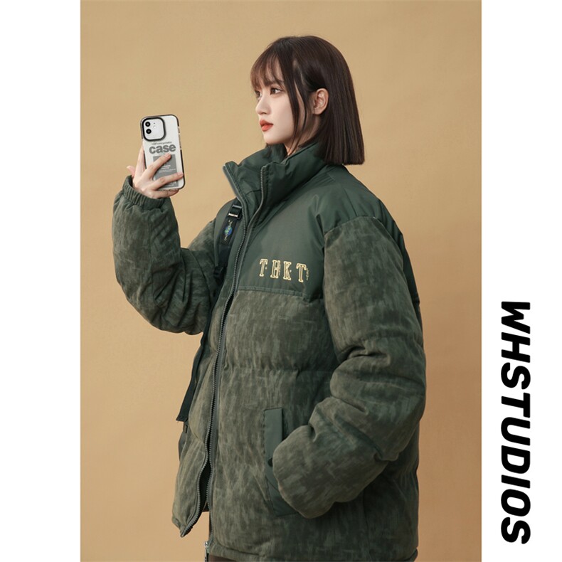2025迷彩灯芯绒拼接棉衣男女中性风棉服面包服立领棉袄1615-P80,女装棉衣/棉服,星座207