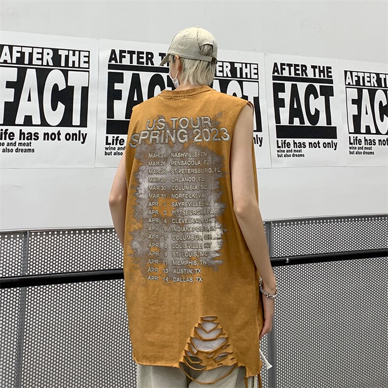 美式背心/坎肩夏季圆领暗黑系印花重磅无袖T恤B239-1255-P48，男装背心/马甲，星座514-2(原B239)