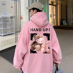 秋冬大码连帽小熊卫衣外套男 宽松情侣 A071-W560-P50图片
