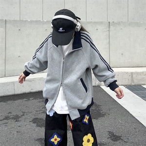抖音得物高品质26春装美式高街重磅结构拼接织带立领卫衣外套CM42图片