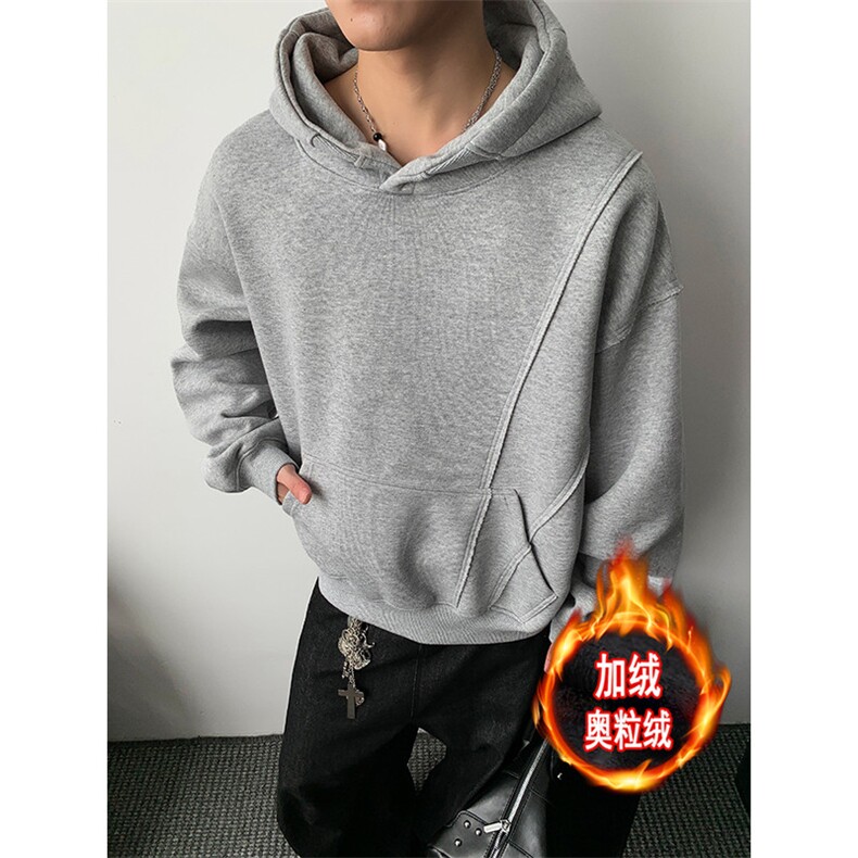 无帽绳重磅500克加绒奥粒绒连帽卫衣硬挺宽套头外套 RH5306JR-P62图片