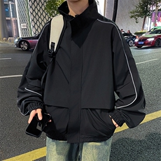 高品质秋冬款男高领夹克衫条纹拼接休闲外套JK425P55，男装夹克，星座1013-1