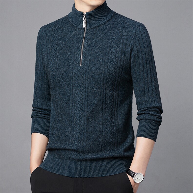 CM61118钱塘2020-2商务休闲半高领冬季厚款中年男士羊毛衫P160,男装针织衫/毛衣,钱塘207-2