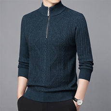 CM61118钱塘2020-2商务休闲半高领冬季厚款中年男士羊毛衫P160，男装针织衫/毛衣，钱塘207-2